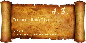 Antoni Beáta névjegykártya